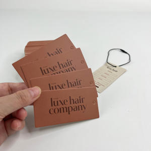 Etiquetas Colgantes de Papel Marrón Personalizadas - Etiquetas de Lujo para Extensiones de Cabello con Cordón Negro y Campos de Información Impresos - Product Image 3