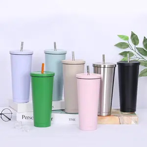 Logotipo personalizado 25 Seaygift oz 750ml duplo walled tumbler carro preto fosco garrafa térmica com isolamento 304 aço inoxidável de metal copo com palha