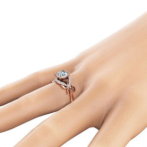 Bague en zircon style vigne pour femme, élégante, en or rose, bijou de doigt tendance - Product Image 2
