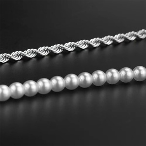 Fashion Unisex Jewelry Pearl Set Waterproof Stainless Steel Rope Chain <b>Shell</b> Pearl Link Chain Necklaces - Product Image 4
