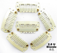 1000 pièces de pinces à cheveux en silicone blondes/marron/noires de 28 mm, 6 dents, en forme de U, en métal, pour la fabrication de perruques