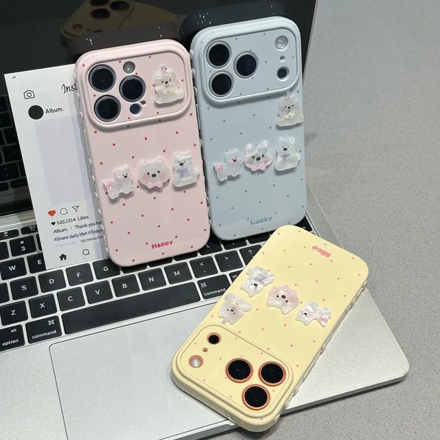 Lovely Cute 3D Westie Dog Phone Case for iPhone 17 Pro Max 16 15 14 Plus 13 12 11 Cute Puppy Phone Case Girls Phone Case Cover