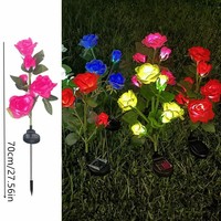 Lampe solaire en forme de rose, étanche IP65, rechargeable avec piles AA, allumage/extinction automatique du crépuscule à l'aube, lampe décorative de jardin extérieure pour allée