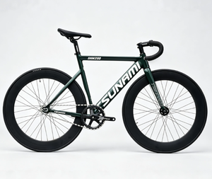 Neues Modell TSUNAMI SNM200 Fixed-Gear-Fahrrad mit Dunkelgrünem Aluminiumrahmen, Carbon-Vordergabel, 700C 70mm 88mm Tiefe Felge - Product Image 1