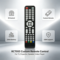 Grosir JCXK ODM OEM RCT053 53 Tombol Remote Kontrol IR untuk Pemutar Video Keypad Silikon Baterai 2AAA