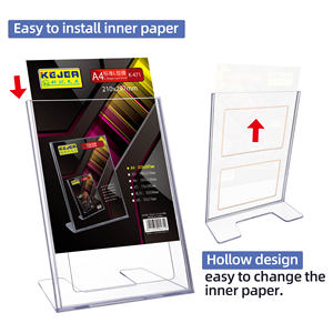 Porte-affiche en plastique transparent A4 vertical en forme de L Cadres photo <span class=keywords><strong>Flyer</strong></span> Présentoir en papier pour bureau - Product Image 4