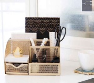 Small Office Desk Organizers Designer Cute Gold Desk Accessories Desk Organization Metal Gold Desktop Organizer - Product Image 4