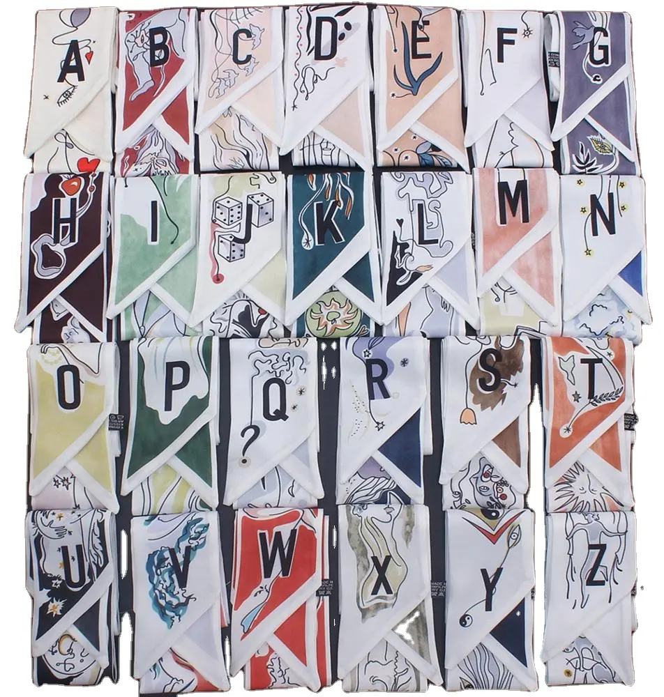 Bufanda de Tarot con 26 letras para mujer, pañuelo de seda, bolso, bufanda fina de constelación