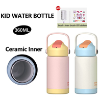 Bouteille d'eau isotherme personnalisée pour enfants, 360 ml (12 oz), en acier inoxydable avec revêtement céramique, anti-fuite, isolation sous vide 12-24 heures