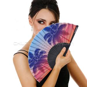 Abanico plegable de mano de bambú impreso personalizado para promoción - Product Image 1
