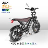 Bicicleta Eléctrica OUXI en Existencia en Almacén BR, Bicicleta Eléctrica Fatbike GT20 con Frenos Hidráulicos, Cuadro de Acero, Batería de Litio de 15AH