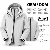 Veste technique 3-en-1 à étiquette privée, 75D T800, imperméable, avec doublure polaire, logo personnalisé, OEM, tailles S-5XL, vente en gros