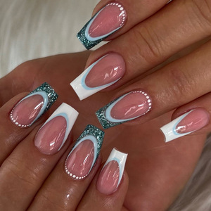 Lot de 24 faux ongles en acrylique de qualité supérieure, forme amande française, à presser, avec colle, prix abordable - Product Image 5