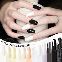 Vernis à ongles gel noir et blanc, collection de gels de très bonne qualité pour nail art, produits pour ongles de salon, gel UV de haute qualité, fabrication en usine.
