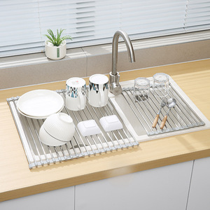 Égouttoir pliable pour évier de cuisine, gris, carré, organiseur de comptoir pour vaisselle et ustensiles - Product Image 1