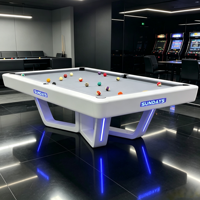 Table de billard commerciale moderne avec éclairage LED personnalisé, tissu violet, structure solide et stable pour club - Vente en gros usine
