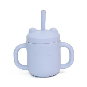 Baby Drinken Siliconen Stro Cup Food Grade Snack Cup Morsproof Siliconen Fopspeen Sippy Cup Met Stro