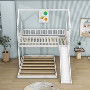 Trẻ em đôi trên đầy đủ nhà gỗ giường tầng với Slide Nhà Hình Giường tầng với đầy đủ chiều dài hộ Lan Tôn sóng và trượt - Product Image 3
