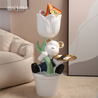 Plateau de rangement moderne et créatif en résine, style tulipe et ours, pour salon, porte-clés amusant et objet décoratif pour la maison