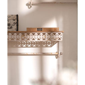 कारखाने प्रत्यक्ष बिक्री पूर्ण फ्रेंच शैली दीवार भंडारण फ्लोटिंग अलमारियों के विंटेज धातु सेट 2 दीवार अलमारियों के पुराने धातु सेट - Product Image 3