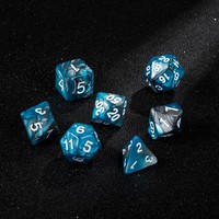 Lot de dés polyédriques marbrés turquoise de qualité supérieure, dés de jeu de rôle en acrylique à motif tourbillonnant pour Donjons et Dragons, cadeau de table