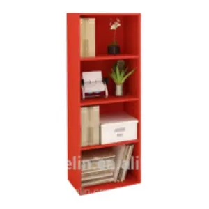 Red colorful kids bookshelf with simple design