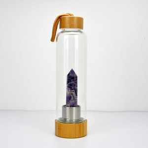 2026 Offre Spéciale Quartz Naturel Dimension Gemstone <span class=keywords><strong>Elixir</strong></span> Énergie Verre Parfum Améthyste Cristal Infusé Bouteille D'eau - Product Image 4