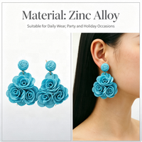 Anting Gantung Bunga Mawar Vintage Bohemian, Anting Panjang untuk Pernikahan, Hadiah Pengiring Pengantin