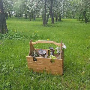 Kleiner Klappbarer Holz-Picknicktisch mit Weinglashalter Tragbarer Mini-Klapp-Bambus-Picknickkorb-Tisch Outdoor-Aufbewahrungsbox - Product Image 4