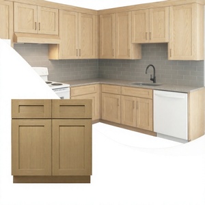 Altamente recomendado, gabinetes de base de cocina de madera de roble blanco con cajones, gabinete de almacenamiento de isla ecológico para Cocina Americana - Product Image 1
