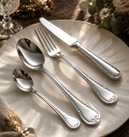 Ensemble de couverts de luxe en acier inoxydable 4 pièces – Cuillère, fourchette, vaisselle élégante, argenterie