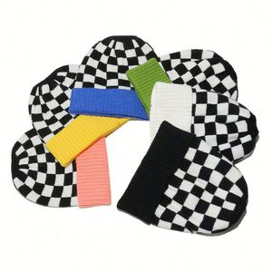 Plain Checkered Beanie Embroidery Logo Custom Knitted Winter Hats Men <b>Women</b> Fashion Beanies Hat - Product Image 1