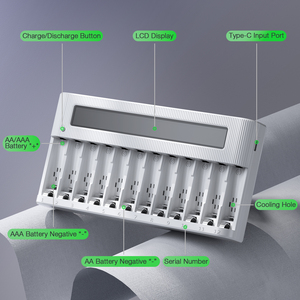 Carica batteria EBL <span class=keywords><strong>AA</strong></span> AAA 12 Bay caricatore LCD indipendente <span class=keywords><strong>per</strong></span> Ni-mh Ni-CD <span class=keywords><strong>batterie</strong></span> <span class=keywords><strong>ricaricabili</strong></span> con funzione di scarica - Product Image 3