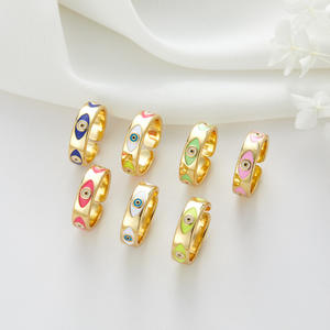 Anillo abierto de ojo de esmalte colorido de lujo ligero Anillo ajustable de ojo de <span class=keywords><strong>diablo</strong></span> de arco iris para mi <span class=keywords><strong>hija</strong></span> - Product Image 1