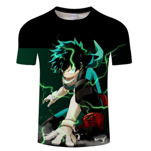 Toptan karikatür erkek dijital baskılı custom made shirt anime 70 polyester 30 pamuk t shirt my hero academia kostüm