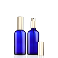 Flacon pulvérisateur en verre bleu pour parfum, flacon d'huile essentielle, vente en gros, logo personnalisé, flacon atomiseur vide, usine