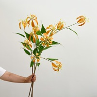 Kunstbloemen Vlamlelie met lange steel, guirlandelelie, fotografie-accessoires met enkele steel, bloemendesign Kantoor- en huisdecoratie