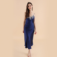 Chemise de nuit dos nu pour femmes en soie de Satin de mûrier véritable nouvelle mode vêtements de nuit en gros robe de maison de couleur unie