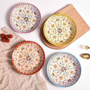 Plato esmaltado estilo japonés Mino Ware con diseño floral redondo para servir café en fiestas - Product Image 3