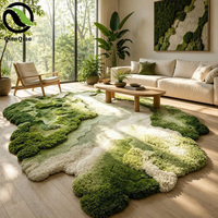 Tapis QIANQIAO de luxe bio-phile à poils longs 3D effet mousse, tapis en laine contemporain pour salon et espace de détente