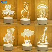 Lámpara Nocturna LED 3D con Ilusión Óptica, Mini Lámpara de Mesa Decorativa USB de Plástico Blanco Cálido para Niños, Regalo