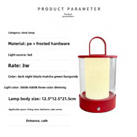 Lampe de bureau portable tactile à LED rechargeable, à intensité variable, à changement de couleur RVB, en métal, pour chambre à coucher, bar, style moderne minimaliste