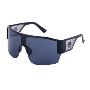 Lunettes de soleil de cyclisme pour femmes Y2K Millennium, UV400, monture PC noire, grandes lunettes de sport demi-cerclées - Product Image 4