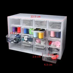 29625 16 rejillas organizador de cuentas multifunción cajón de plástico caja de almacenamiento de escritorio para manualidades suministros de Arte de costura