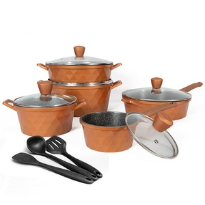 Juego de Utensilios de Cocina de Aluminio Fundido de <span class=keywords><strong>la</strong></span> Serie Diamond con Revestimiento de Mármol para Cocina Casera / Cacerola / Sartén / Olla para Salsas - Product Image 5