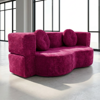 Canapé-Lit d'Angle Modulaire en Velours de Style Moderne, Confortable et Sans Cadre, Idéal pour les Appartements