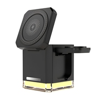 Station de charge sans fil Qi portable 3 en 1, pliable, pour téléphone, montre et écouteurs, avec entrée Type C et lumière ambiante
