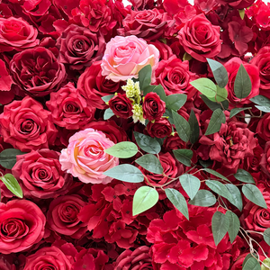 Décoration murale en tissu enroulable 5D personnalisée, fleurs rouges, roses, tissu artificiel, fleurs de soie artificielles, panneau mural de fleurs, toile de fond pour mariage - Product Image 2