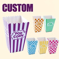 Boîte à frites pliable personnalisée en papier, emballage carré pour pop-corn et snacks de fête, impression couleur, style classique