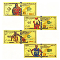 Tarjeta Conmemorativa de Billete de 100 Dólares con Lámina Dorada de la Leyenda del Baloncesto 23, 4 Diseños, Regalo Coleccionable para Fanáticos del Deporte